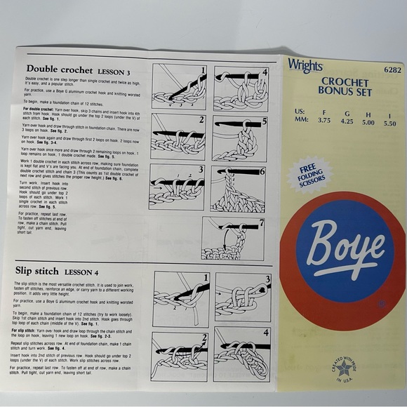 Wrights/Boye Crochet Bonus Set # 6282 of 4 crochet hooks and a folding scissor - Picture 4 of 4